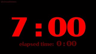 7 Minutes - Red Countdown Timer with Alarm, Time Markers / Chapters and Elapsed Time