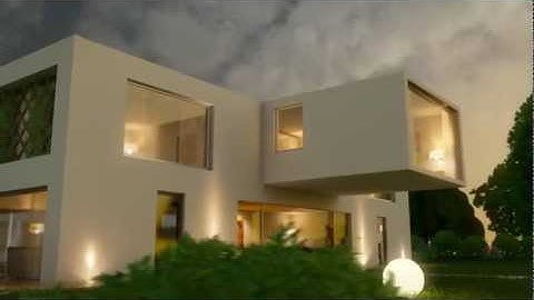 Maya 3d + Mental Ray animated exterior modern villa render test