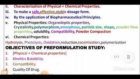 Preformulation Study 1: Introduction & Objectives