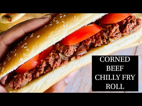 Corned Beef Chilly Fry Roll Recipe | Easy Corned Beef Chilly Fry | Canned Corned Beef - By Natasha