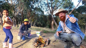 TEACHING KIDS how to Make a CAMPFIRE // BUSHCRAFT for Children