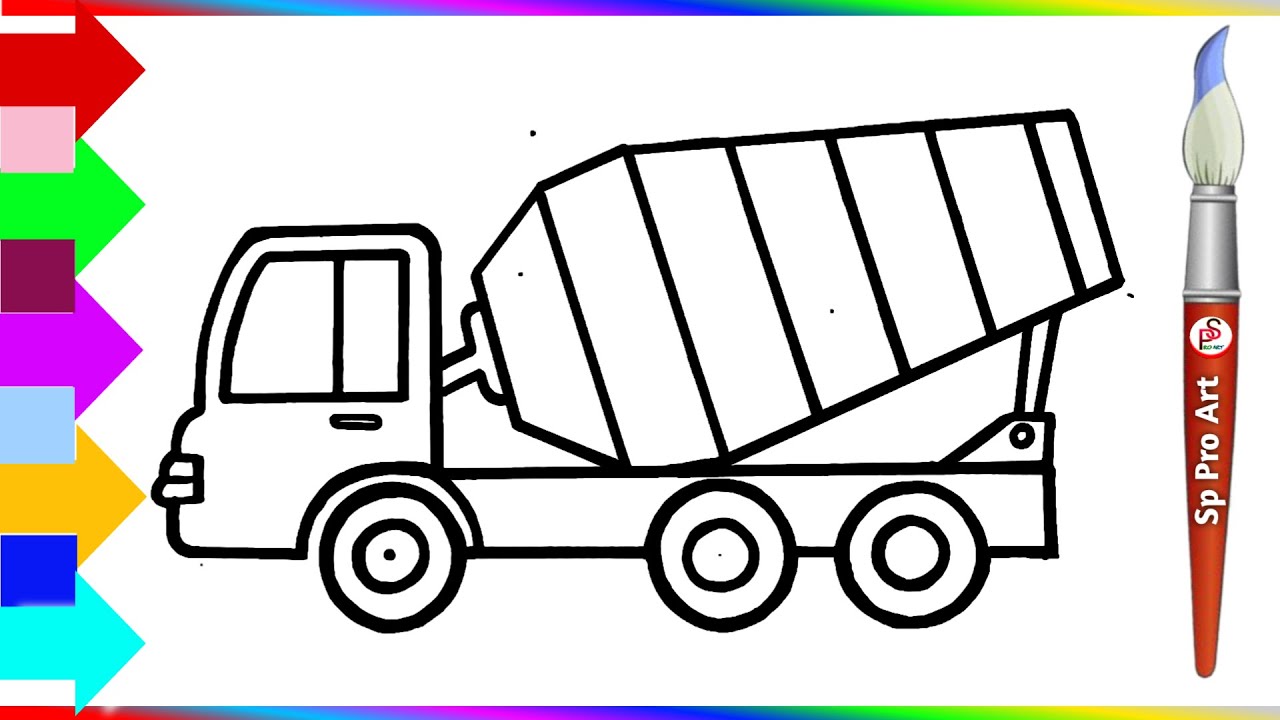 Mixer Truck Drawing || How to draw Mixer Truck || Cement and Concrete Mixer Truck Drawing & Painting