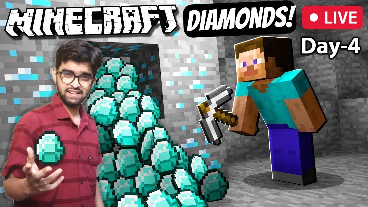 Minecraft survival live stream in hindi | Live diamond mining in ...