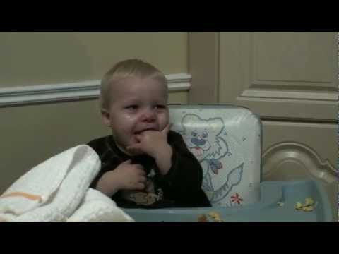 Baby makes himself vomit 2012  ''Mom's Spaghetti''