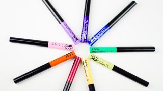 NEW NYX Vivid Brights Eyeliner SWATCHES | Stephanie Nadia