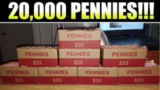 $200 PENNY HUNT!!! COIN ROLL HUNTING PENNIES!!! (20,000 PENNIES SEARCHED!!!)