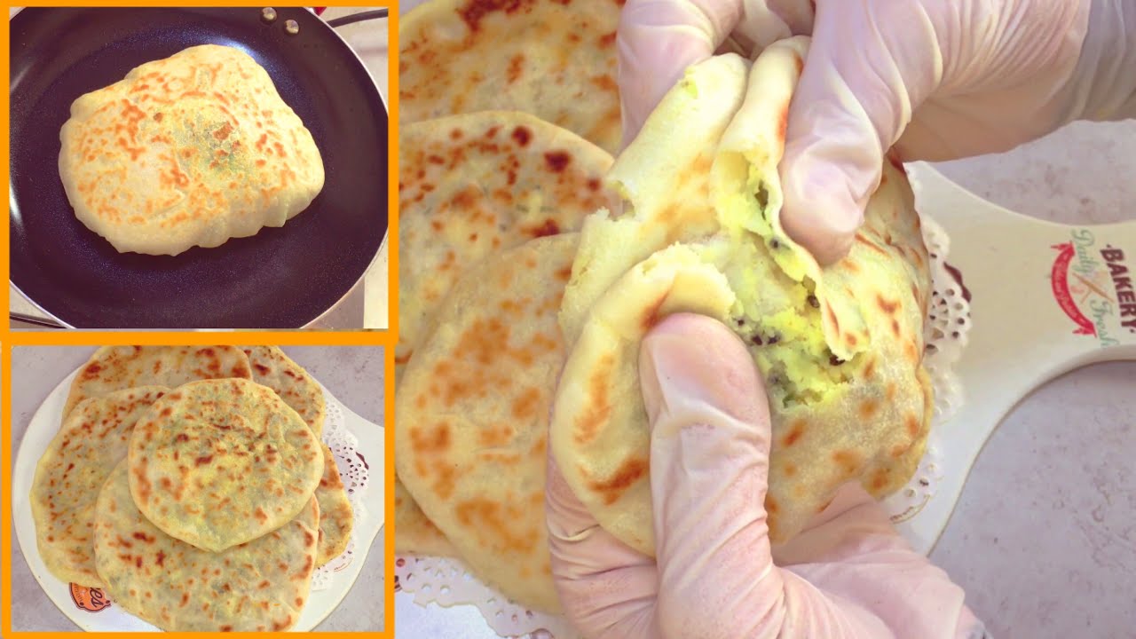 خبز هندي بحشوة البطاطس اقتصادي وبدون فرن اكلات اخر الشهر😋😋