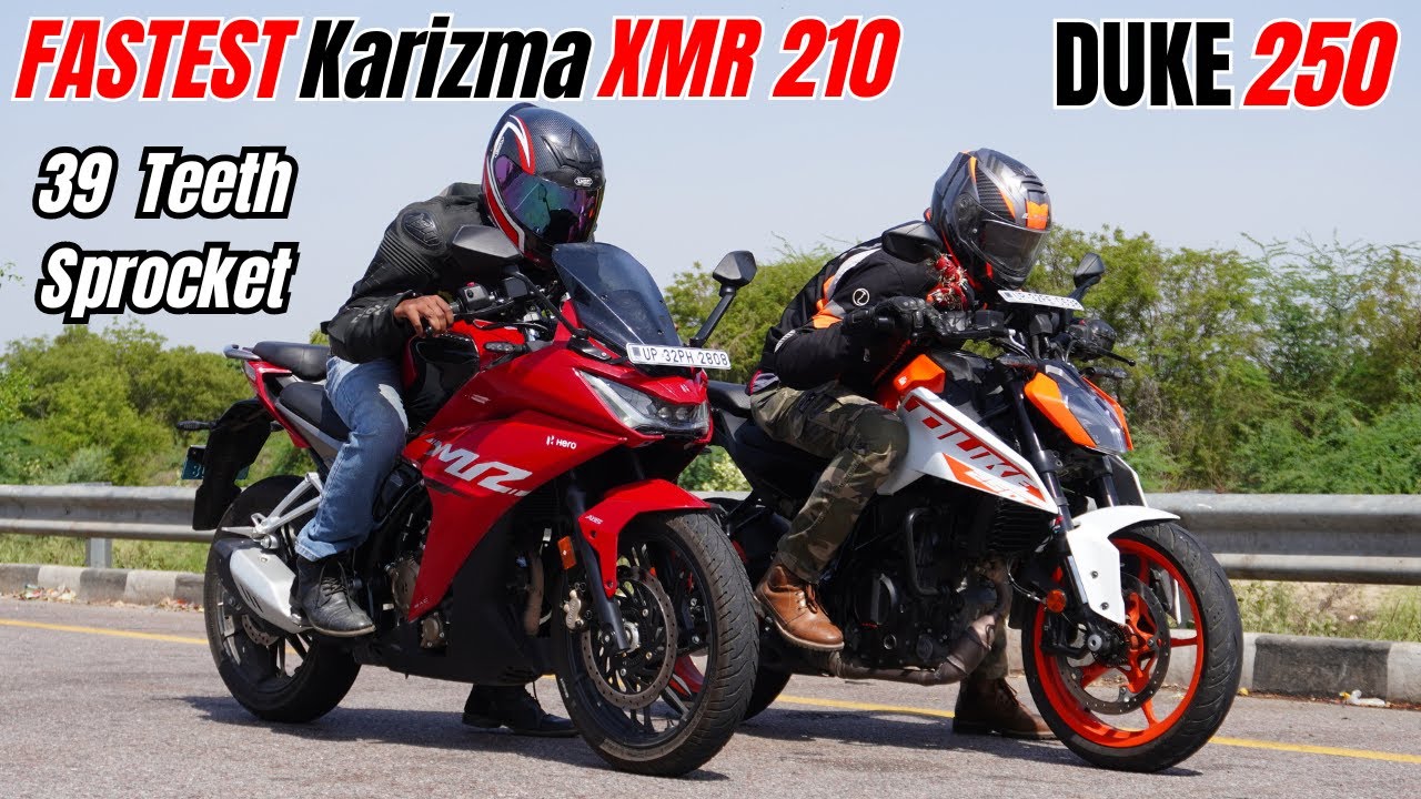 Hero Karizma XMR 210 with 39 Teeth Sprocket vs KTM Duke 250 Drag Race