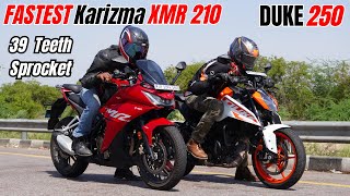 Hero Karizma XMR 210 with 39 Teeth Sprocket vs KTM Duke 250 Drag Race