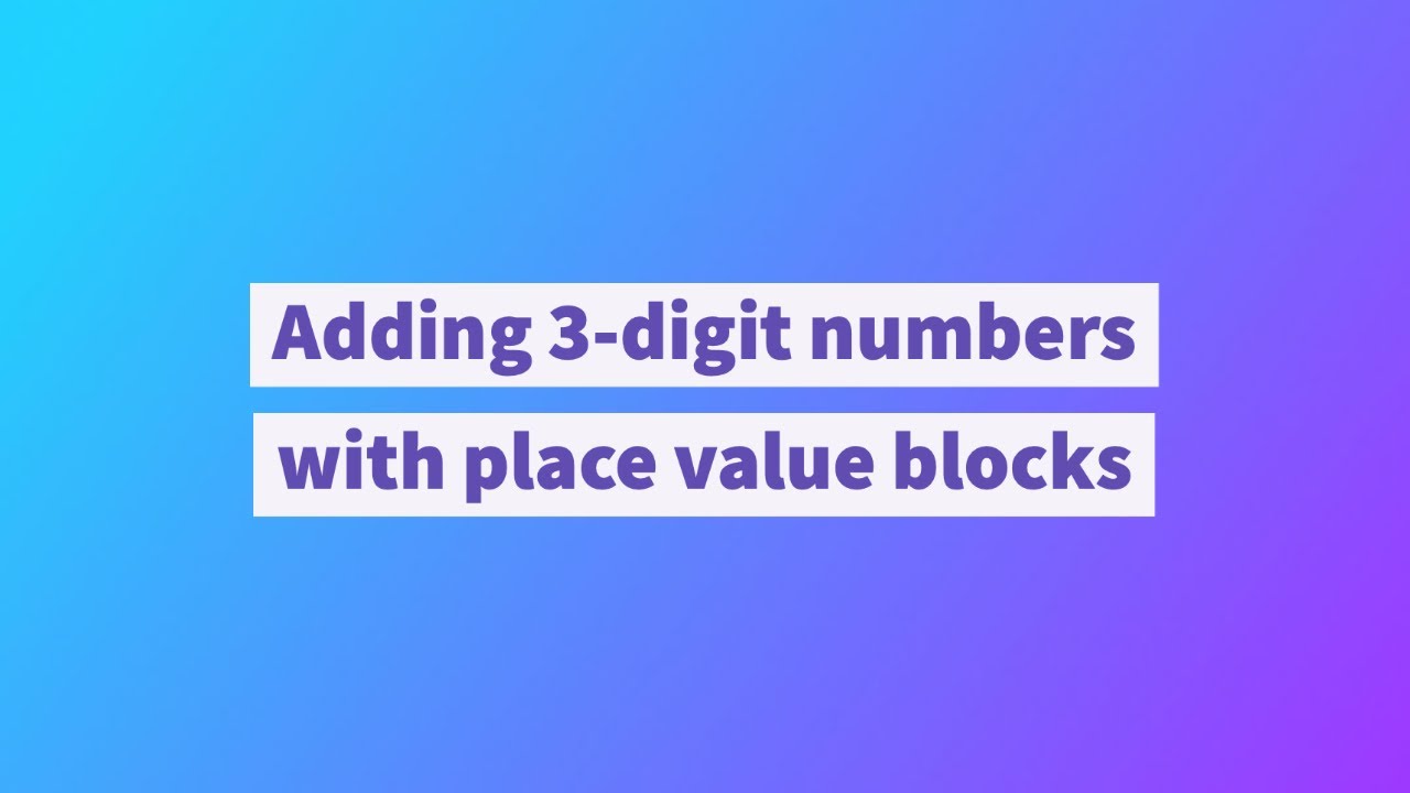 Adding 3-digit numbers with place value blocks.
