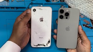 destroyed iPhone XR convert into 15 Pro, natural titanium full detail video how to convert xr to15