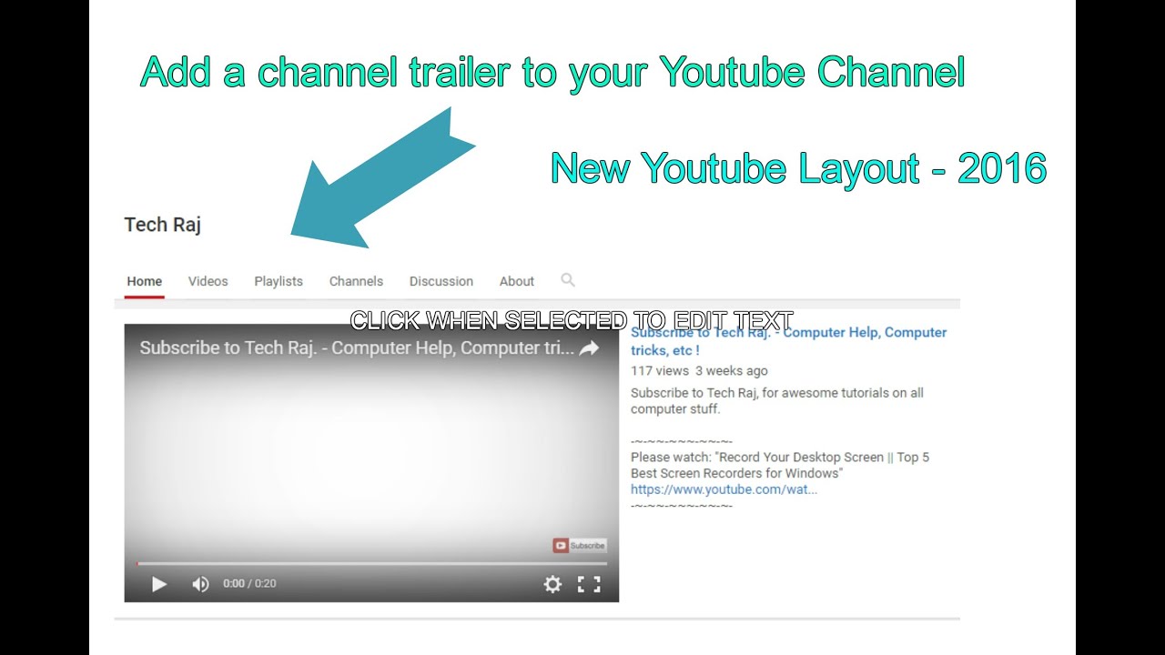 How to Add a Channel Trailer to your Youtube Channel - 2016