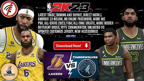 2K23 Updated Roster Offline | No F1VM | HD Graphics | Gameplay | Lakers vs Timberwolves 2K23