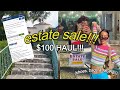 What $100 gets you at an ESTATE SALE!!! (shoes, bags, perfume & CLOTHES!) + TRY ON HAUL!