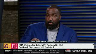 NBA Countdown | Perkins react to Lakers beat Rockets 67-55 in half; LeBron & Luka combine 36 Pts