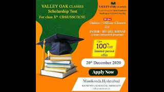 VALLEY OAK CLASSES SCHOLARSHIP TEST ON MOBILE APPLICATION screenshot 1