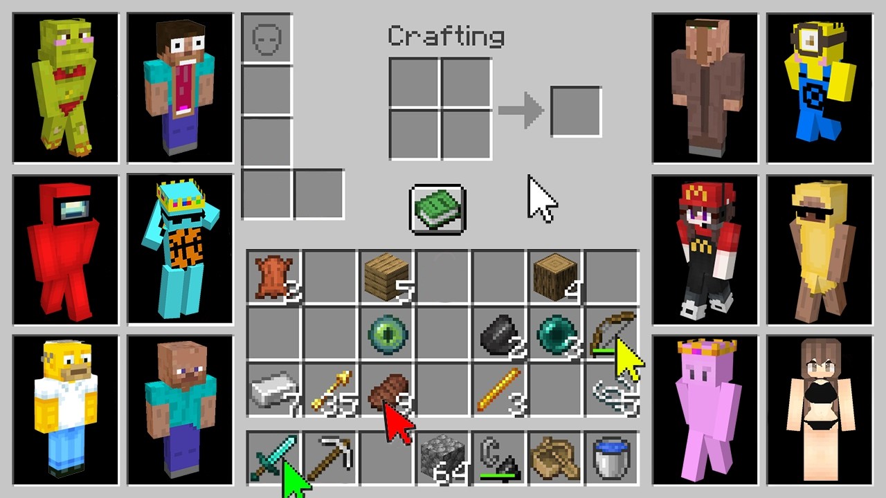 Shared Inventory Minecraft 10 Noobs Share 1 Inventory in Minecraft - YouTube