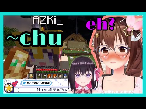 Tokino Sora Caught Off Guard By Azki Kiss But She Made Her Cry Like Baby Minecraft Hololive