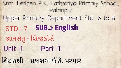 Std 7 Bridge course part  1 English