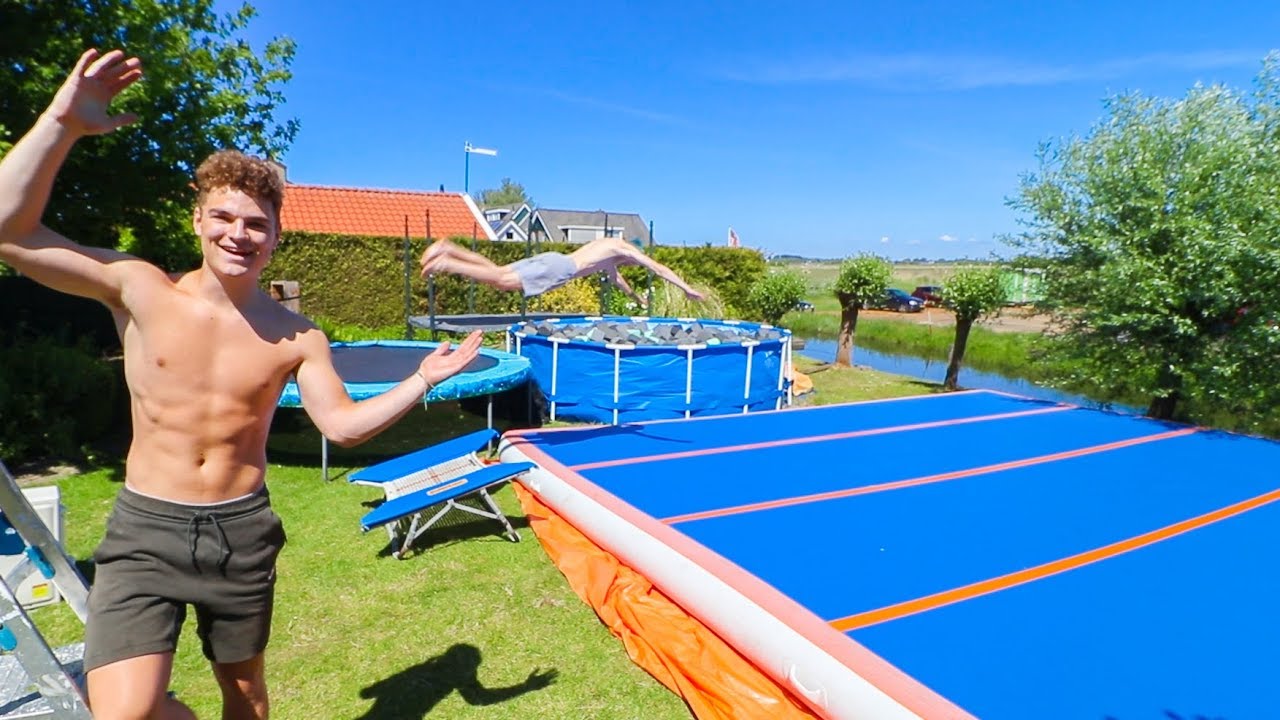 MY HOMEMADE SUPER TRAMPOLINE PARK!