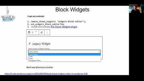WordPress 5.8   Block widget editor contd