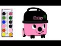 Step by Step HOW TO DRAW and Color HETTY THE HOOVER for Kids ~ Fun EASY Coloring Pages for Children