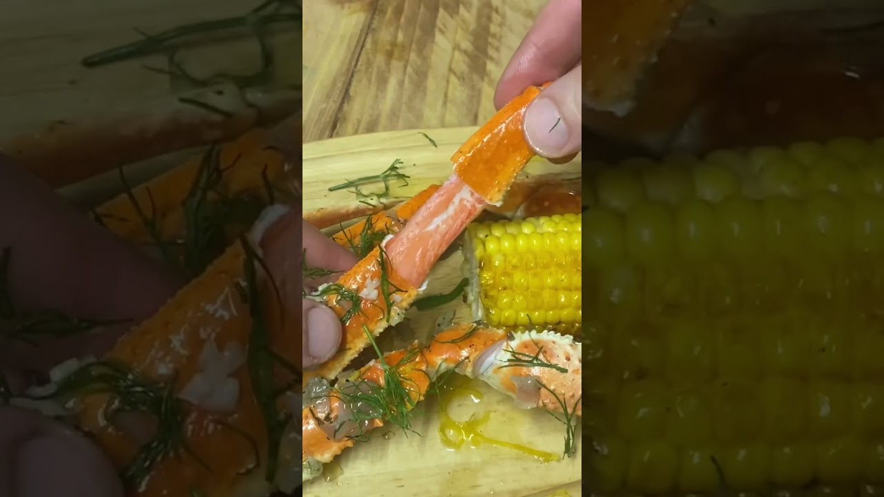 Grilled snow crab legs with Sweetcorn #short #cooking