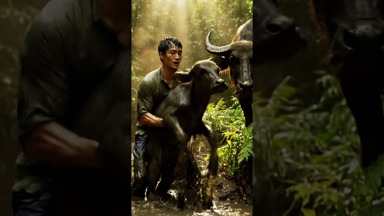 A Man Saves a Baby Buffalo in a Heartbreaking Scene | Emotional Wildlife Rescue