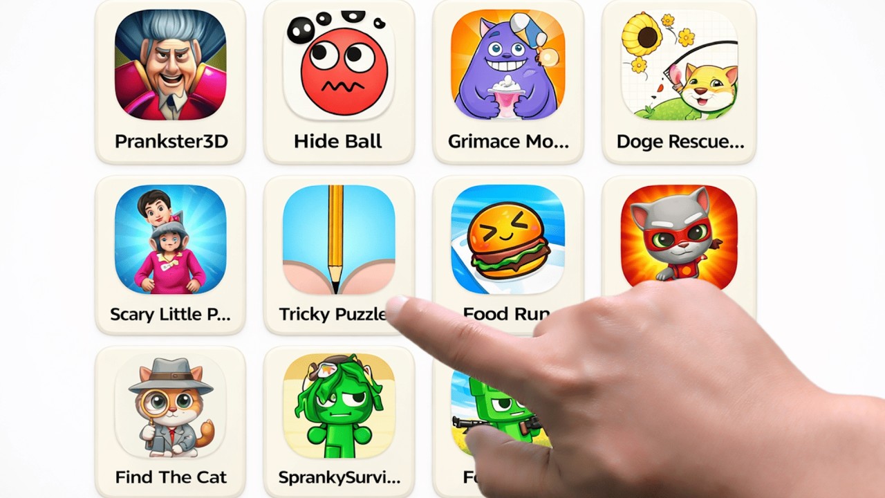 SPRANKY SURVIVAL, SCARY LITTLE PRANKSTER, FIND THE CAT, TRICKY PUZZLE,GRIMACE MONSTER SCARY SURVIVAL