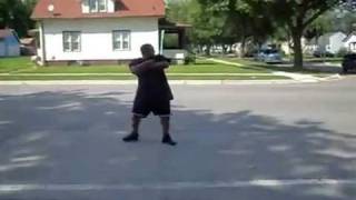 Guy dances into traffic, gets hit by ice cream truck part 2