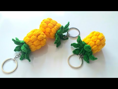 👉PUFF PUFF🍍SUBTİTLED 👈 ANANAS ANAHTARLIK YAPIMI/Puff puff Pineapple KEYRING