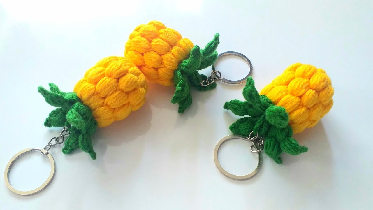 👉PUFF PUFF🍍SUBTİTLED 👈 ANANAS ANAHTARLIK YAPIMI/Puff puff Pineapple KEYRING
