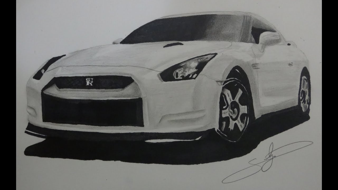 DRAW NISSAN GTR - YouTube