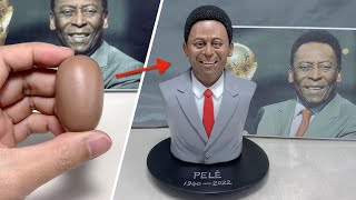 Tribute To Pelé The King Of Football, Sculpture Fully Handmade From Polymer Clayclay Artisan Jay