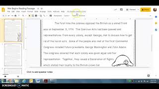 ELA Google Slides & Vocabulary Instructions Uls Read Comprehend Worksheet In Google Slides