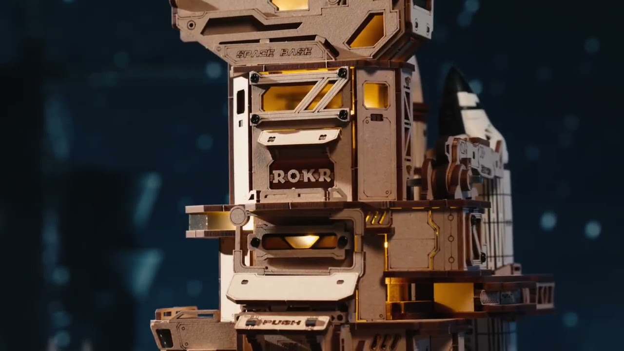 Space Shuttle Holzbausatz mit Raketenstart-Funktion 🚀 | Mechanisches 3D-Modell mit 446 Teilen | ROKR