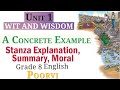 A CONCRETE EXAMPLE - Stanza Explanation, Summary &amp; Moral / Message | Grade 8 English - Poorvi