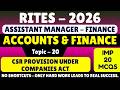 CSR Provision Under Companies Act MCQS | RITES Assistant Manager Finance 2026 | RITES AM Finance pdf