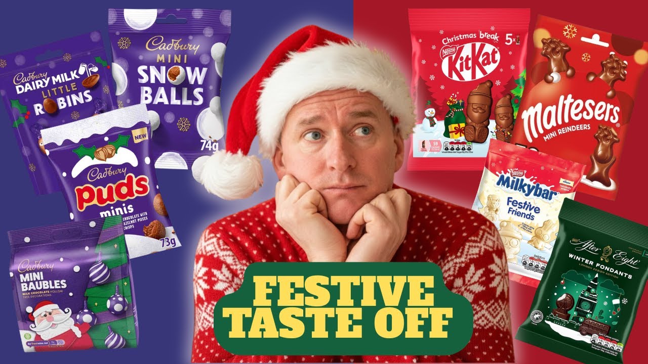 ASMR-дегустация праздничного шоколада! 🎄🍫 Cadbury против Nestlé (интенсивное шуршание и звуки пое...