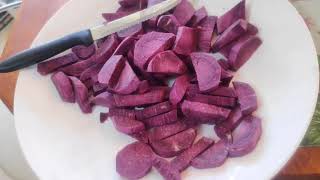 French fries from purple sweet potato (yam)