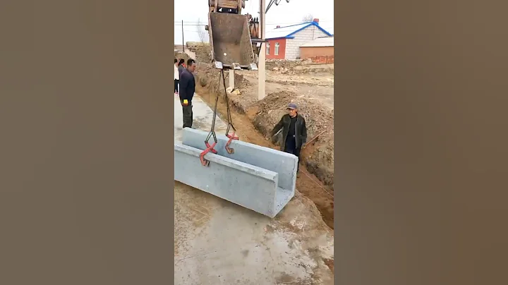 Precast concrete ditch blocks installation process Smart tools and machinery make work easy
