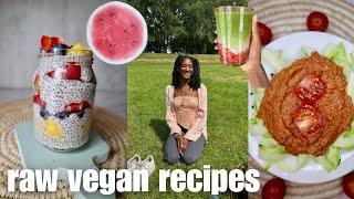 easy raw vegan recipes! 🌱raw spaghetti & marinara, chia seed pudding, watermelon sorbet