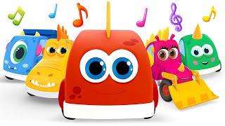 The five little cars song for kids! Beep-beep-beep with Mocas! Songs for children &amp; nursery rhymes.