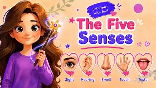 The Five Senses for Kids Learn Sight Hearing Smell Taste Touch in English