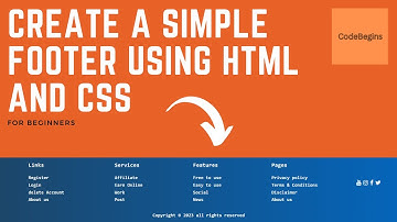 How to create a simple footer including social media icons using HTML & CSS | footer | CodeBegins