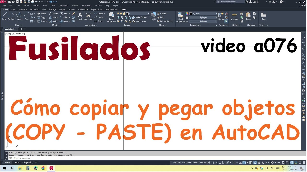 Copiar y pegar objetos (COPY-PASTE) en AutoCAD - YouTube