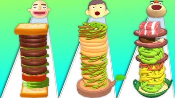 SANDWICH RUNNER vs PANCAKE RUN vs NOODLE RUN - Max Level Triple Gameplay New Video