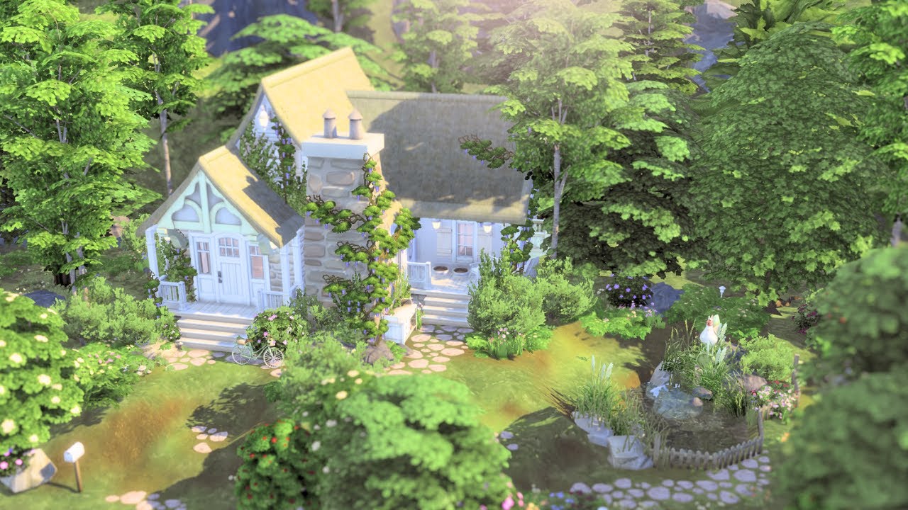 Small Loft Cottage In The Woods | The Sims 4 Speed Build (NO CC) - YouTube