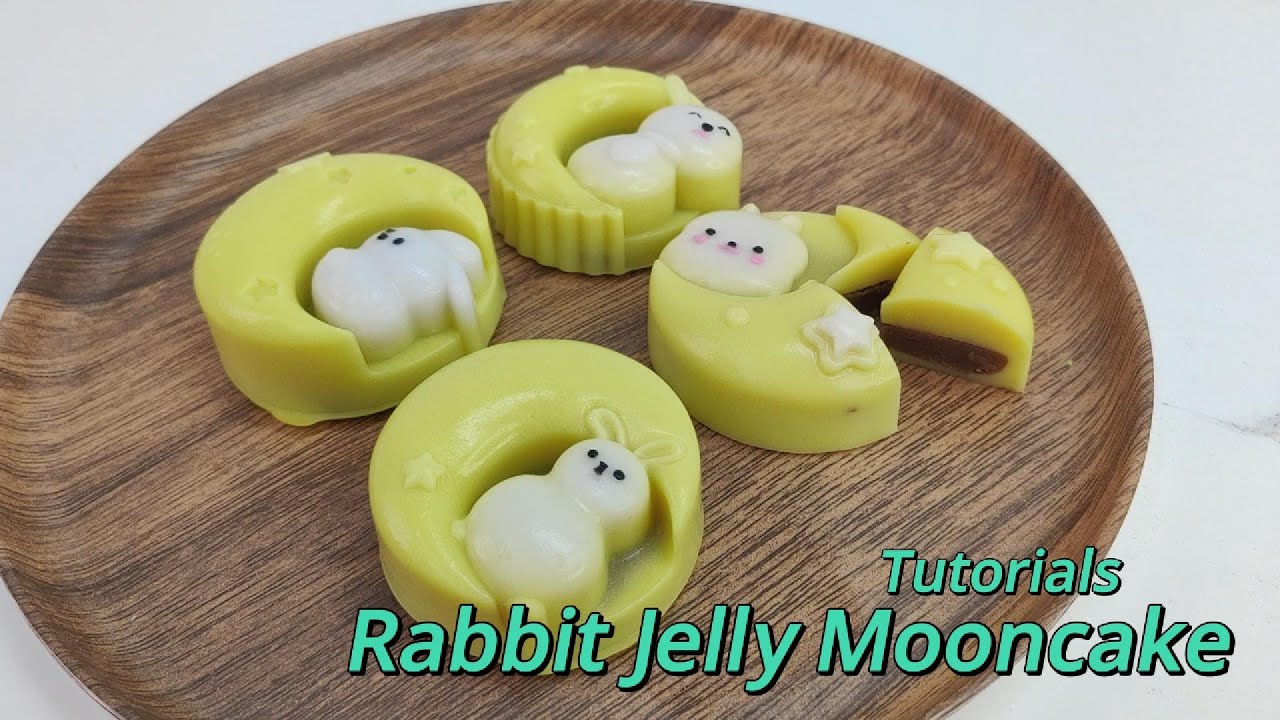 【ENG】How to Make Moon Rabbit Red Bean Agar Mooncake 如何制作月亮兔子豆沙燕菜月饼 ...