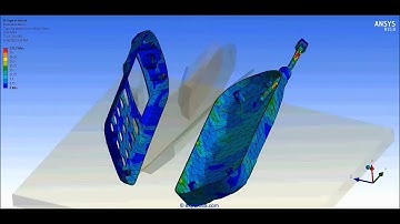 ANSYS WB Explicit Dynamics FEA - Drop Test of a vintage cellphone falling from 2.5 meters height
